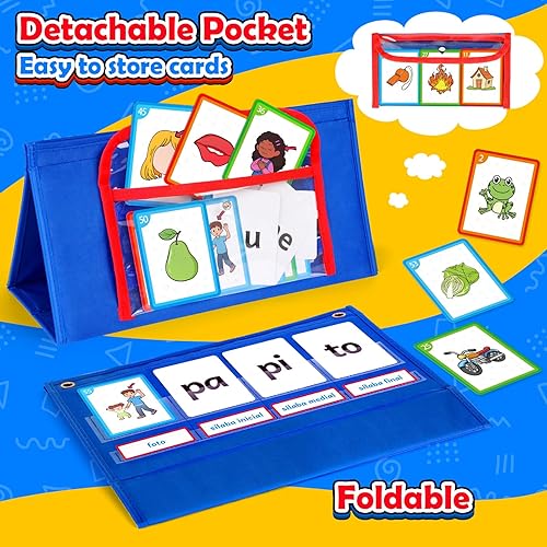 Miniatura 4 de Torlam Aprendizaje de español, tabla de bolsillo de construcción de palabras para niños, juegos de vocabulario en español para niños pequeños,