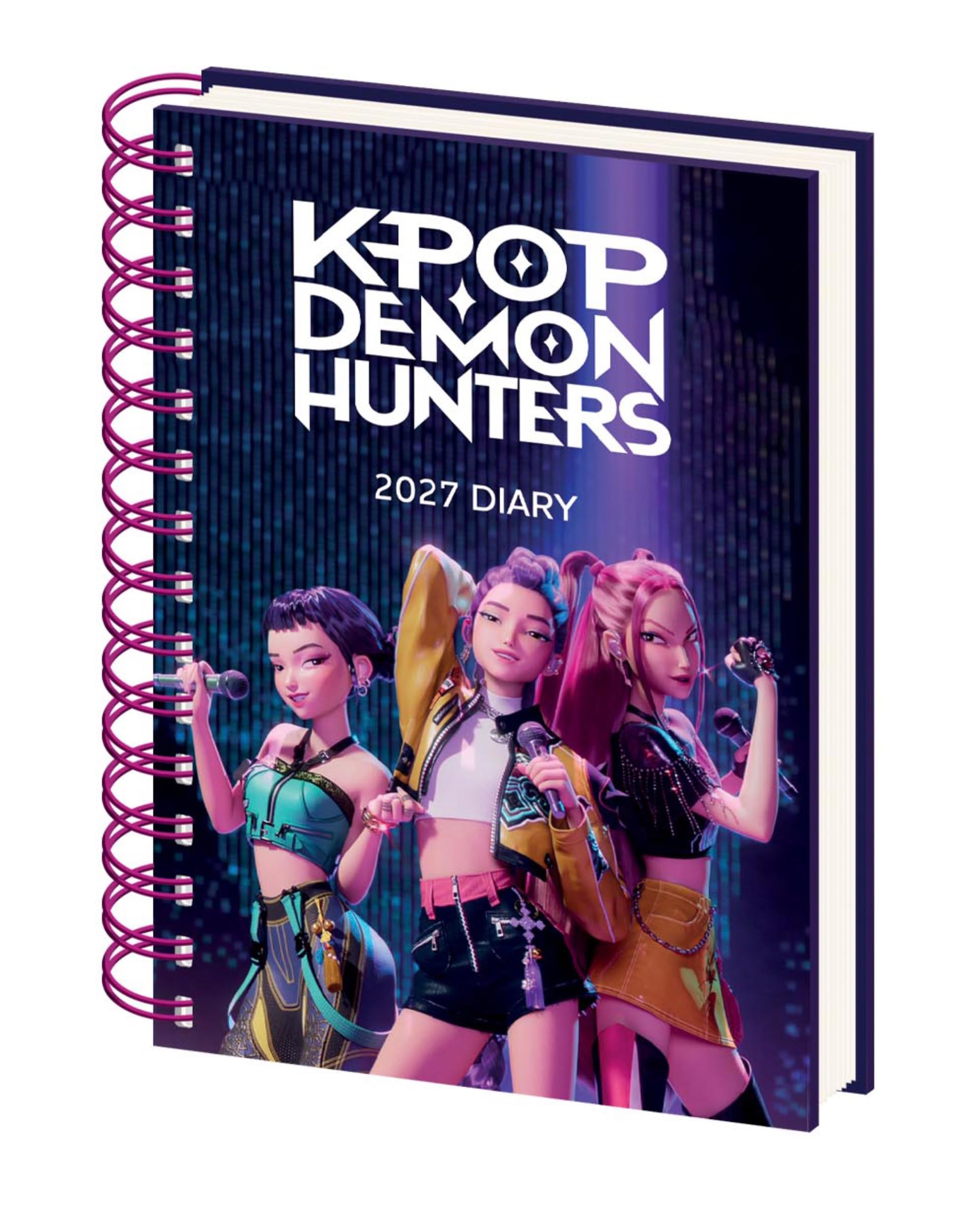 K Pop Demon Hunters 2027 A5 Dtp Diary Wiro, Official Licensed 2027 A5 Wiro Diary Planner, Spiral Bound Daily Organiser for School, College, Office, Stationery Gift