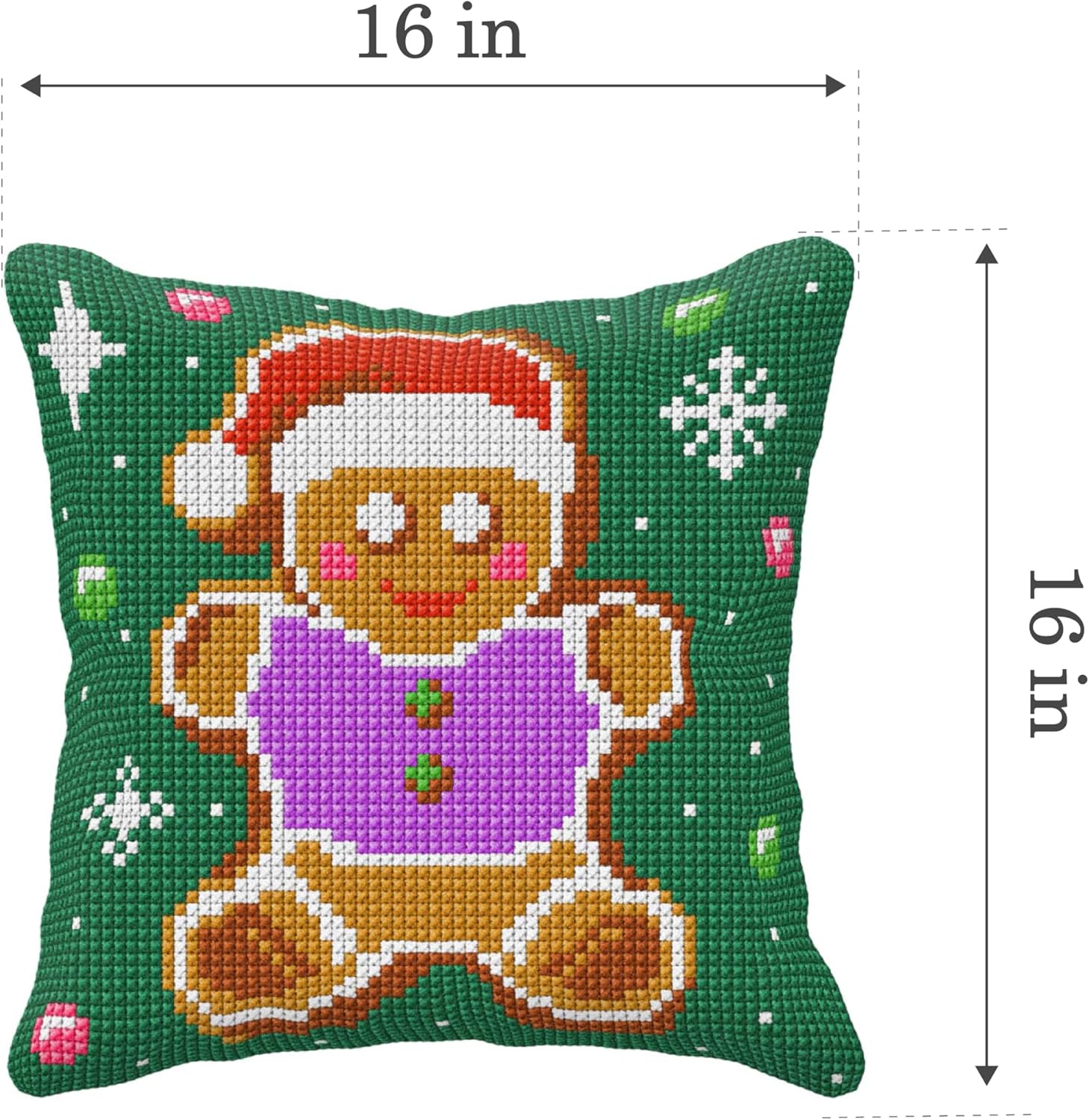 Wizardi Needlepoint Cushion. Stamped Cross Stitch kit - Gingerbread Man 99112 Orchidea