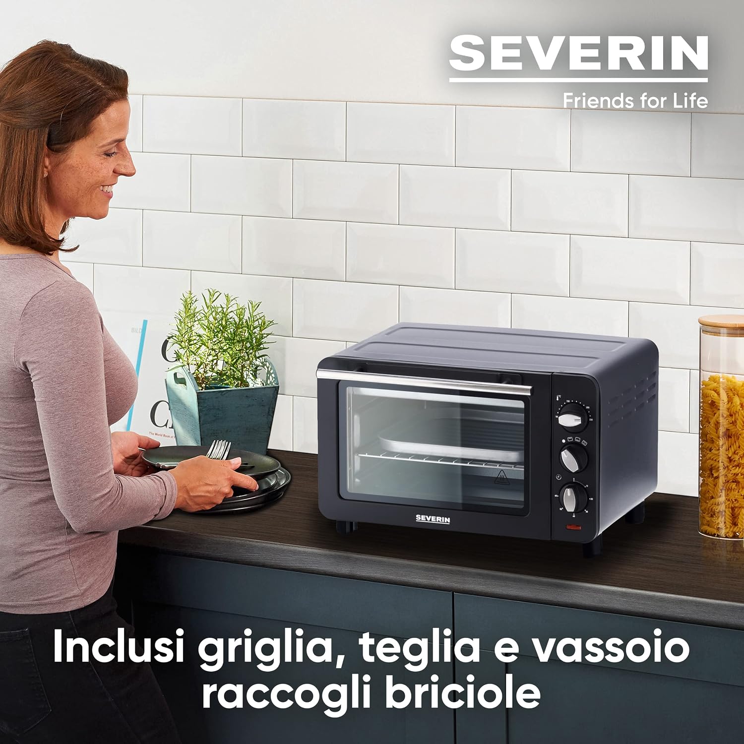 SEVERIN TO 2064 Fornetto elettrico 14 L da 1200W con 3 livelli di cottura,  Fornetto compatto con griglia e teglia incluse, Fornetto piccolo con timer  di 60 minuti, Nero : Amazon.it: Casa e cucina