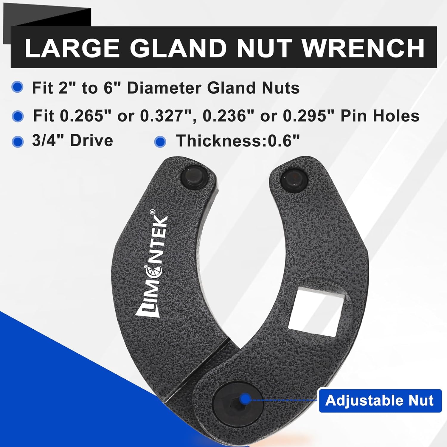 Gland Nut Wrench, Hydraulic Cylinder Spanner Wrench Adjustable of 2 with Pins & Allen Wrenches for Farm & Construction Equipment