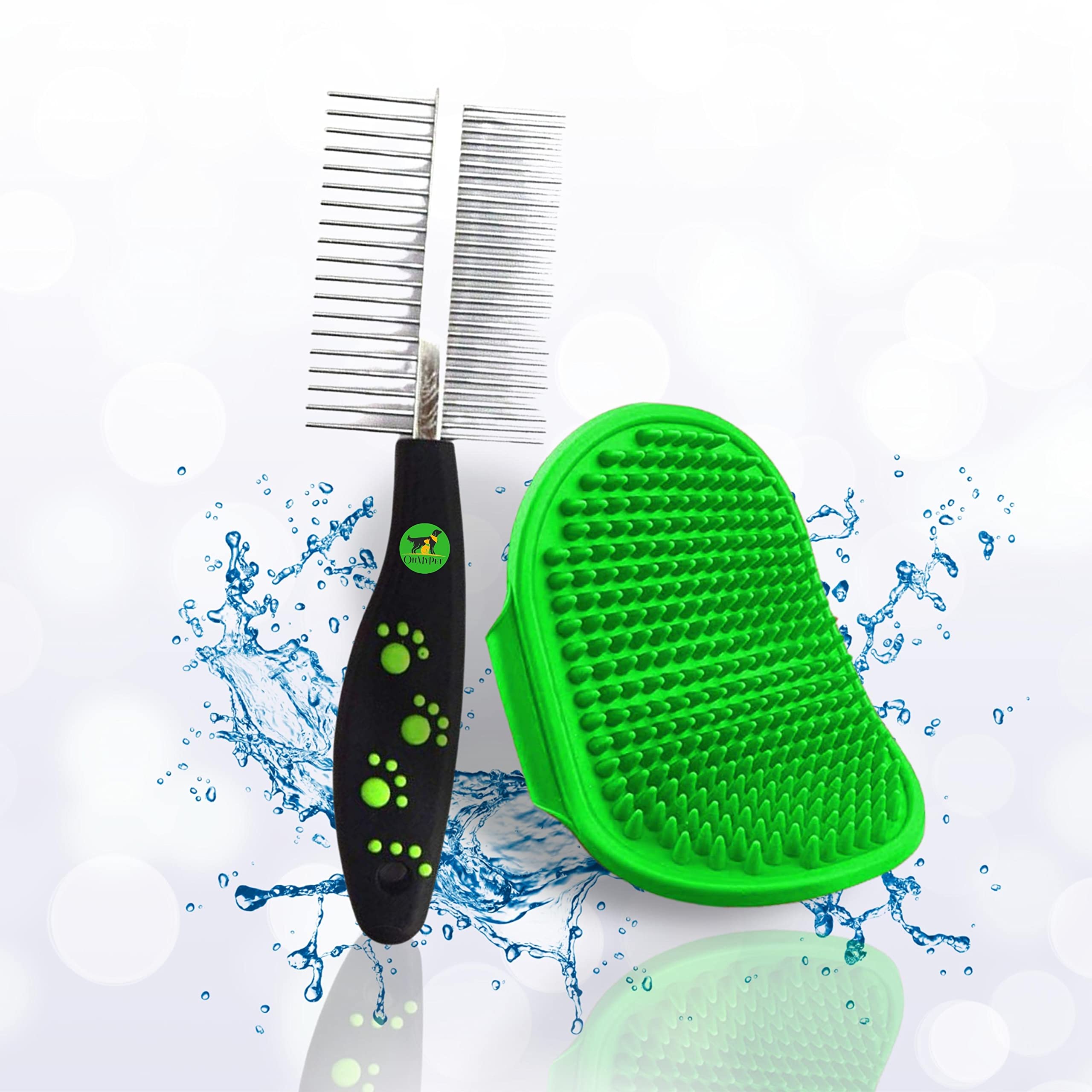 Pet Grooming Slicker Dog Brush Shedding Massage Brush, Pet Shampoo Brush for Bathing and Grooming Hand Brush with Rubber Bristles for Dogs and Cats- Pack of 2 (B09YVN6M9L) Amazon Price History, Amazon Price Tracker