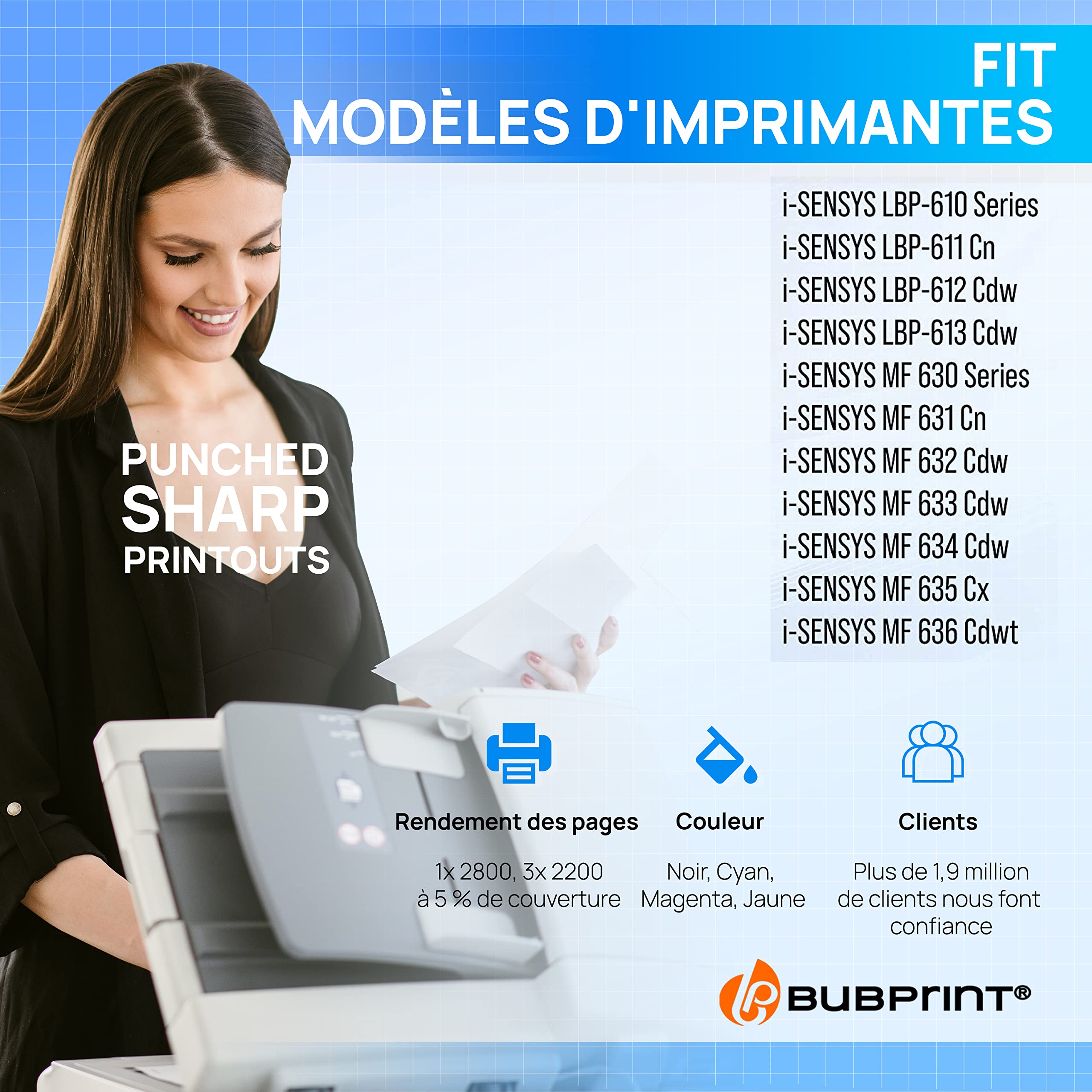 Bubprint Lot de 4 Toners compatibles avec Canon 045 045H
