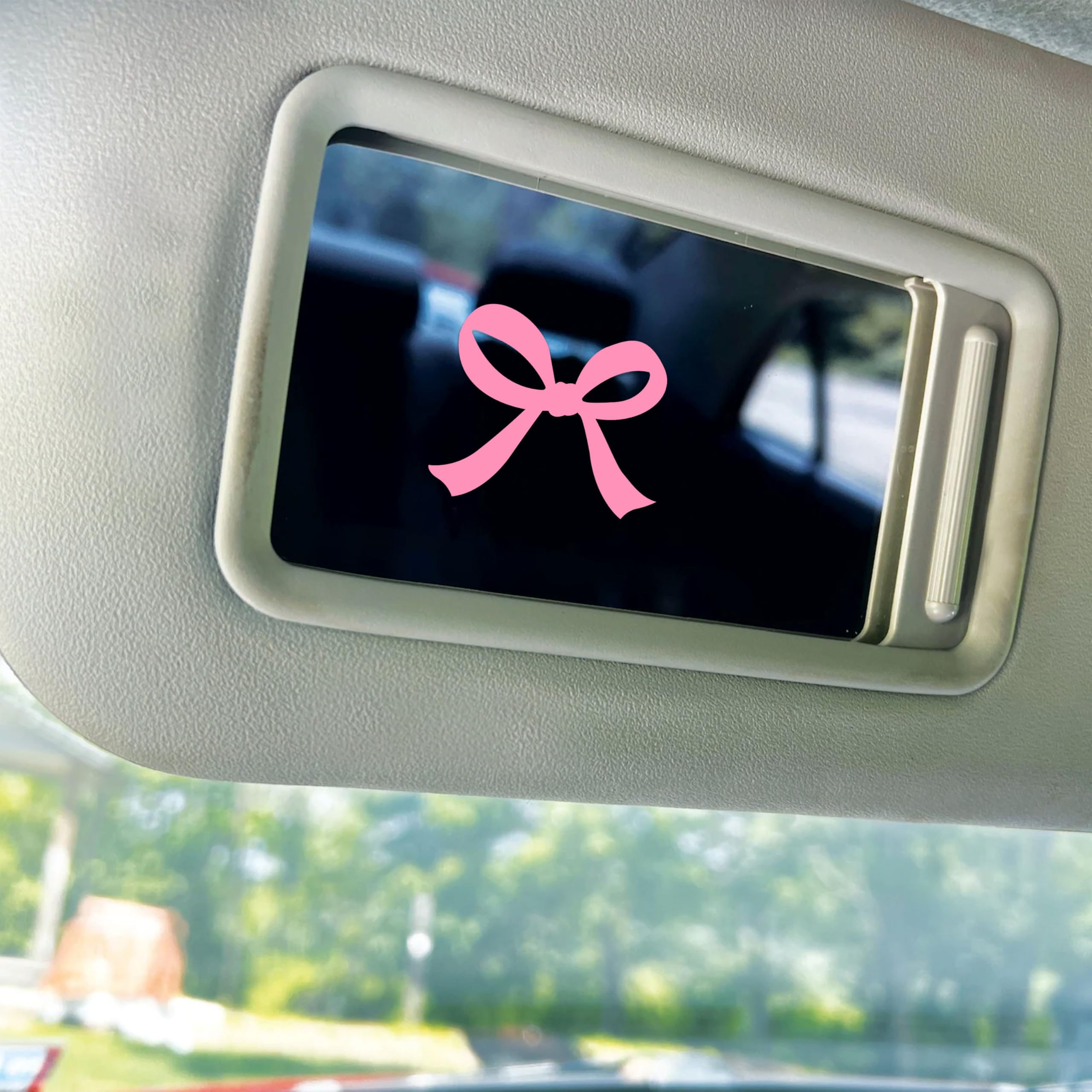 Set 3Pcs Pink Bow Rearview Mirror Decals Cute Bow Girly Stuff Bookish Stickers Aesthetic Ribbon Water Bottle Kindle — view 3