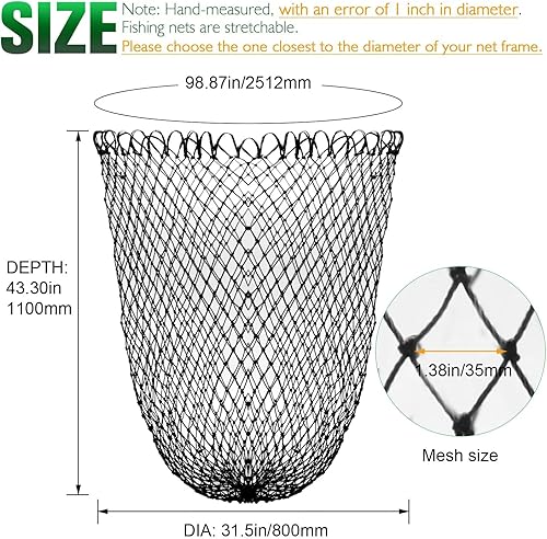 Miniatura 3 de Dovesun Red de pesca Red de aterrizaje de peces, red de repuesto plegable para pesca de agua dulce y salada, red de repuesto verde/negro, 2 colores,
