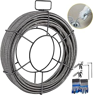 VEVOR Drain Cleaning Cable 100 Feet x 1/2 Inch Solid Core Cable Sewer Cable Drain Auger Cable Cleaner Snake Clog Pipe Drain Cleaning Cable Sewer Drain Auger Snake Pipe