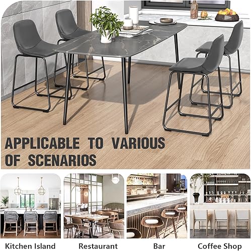 Miniatura 7 de TAVR Furniture Juego de 4 sillas de isla de piel sintética con respaldo que soportan hasta 500 libras para el hogar, cocina, comedor, bar,