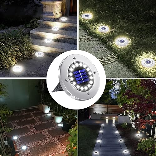 Miniatura 7 de NFESOLAR Luces solares para exteriores con 16 LED, luces solares brillantes de tierra para exteriores, impermeables, para camino, jardín, patio