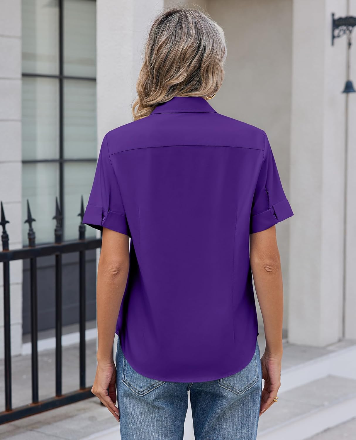 siliteelon Womens Button Down Shirt Stain Shield Short Sleeve Wrinkle Free Dress Shirt Work Blouse Business Casual Tops - Image 4