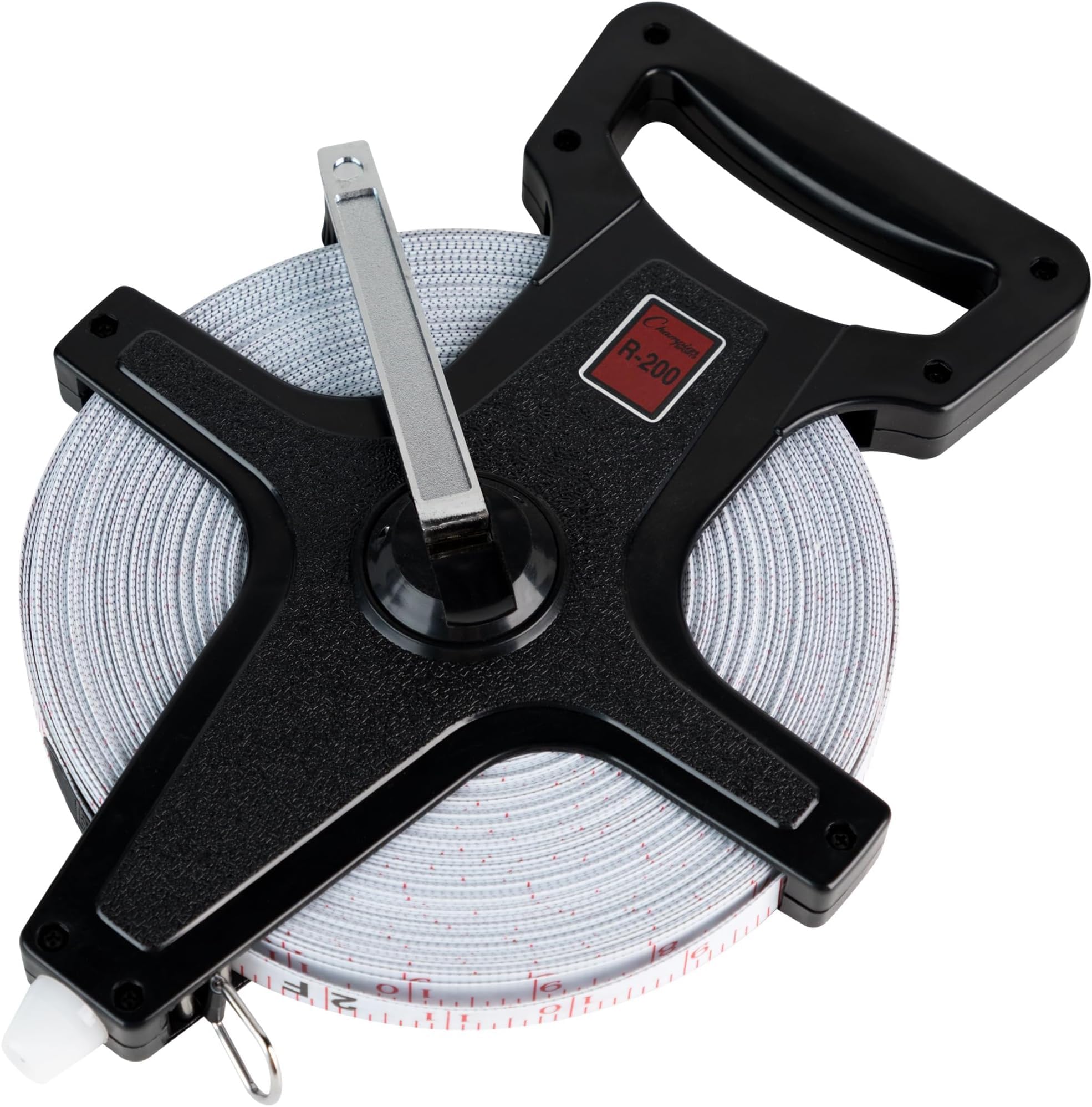 Champion Sports Open Reel Measuring Tapes – Durable Hand Crank with Metal Spike, Dual-Sided Feet &amp; Meters, Perfect for Track &amp; Field and Long Jump, 200 Feet/60 Meters (Pack of 12)