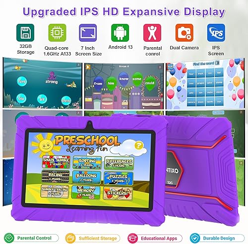 Miniatura 2 de Contixo Paquete de tableta de aprendizaje para niños de 7 pulgadas, exclusivo de 50 libros de cuentos de Disney (valor de $200), auriculares,