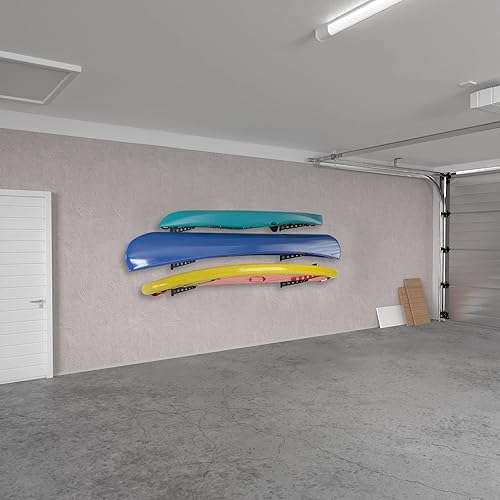 Miniatura 3 de Koova Organizador de pared de garaje para almacenamiento de barcos, estantes de kayak acolchados suaves para almacenamiento al aire libre,