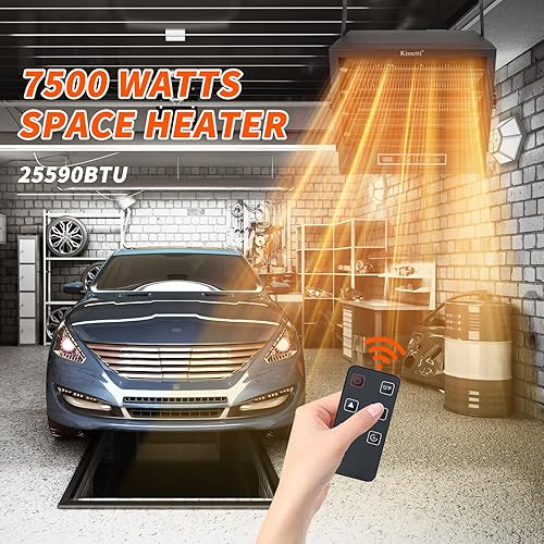 Miniatura 3 de Calentador eléctrico de garaje de 7500W, calentador de taller de montaje en techo de 240V, calentadores cableados con control remoto, calentadores
