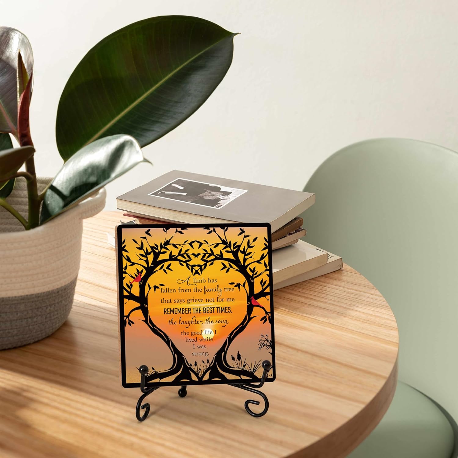 Remembrance Desk Decor, Sympathy Gifts for Family Loss Of Loved One, A Limb Has Fallen From The Family Tree Tabletop Sign for Home Office Bedroom, Memorial Wood Plaque With Iron Stand -25 - Image 4