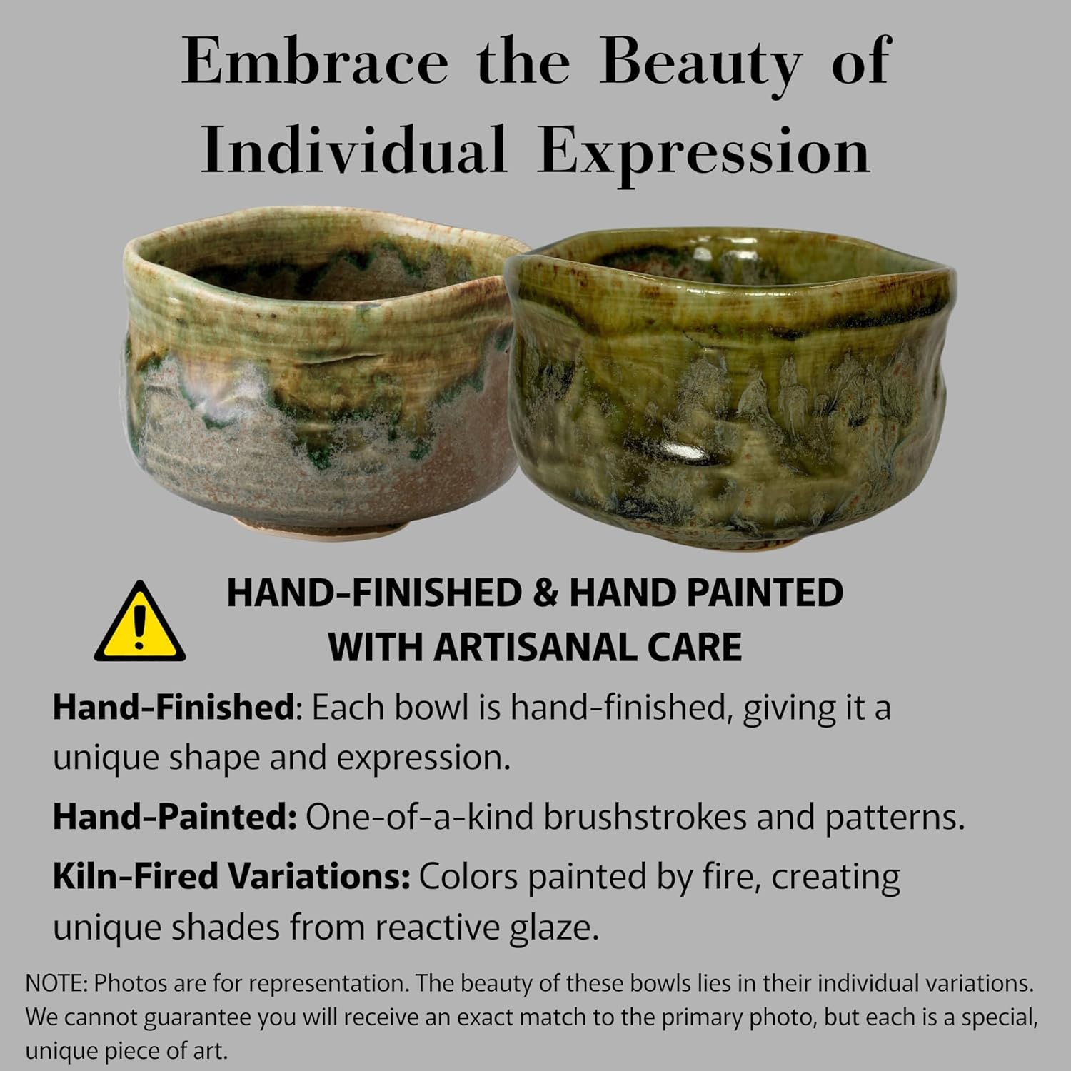 Handmade Ceramic Matcha Tea Bowl Authentic Japanese Tea Ceremony Pottery, Mino Ware Made in Japan, Brown Green Drip