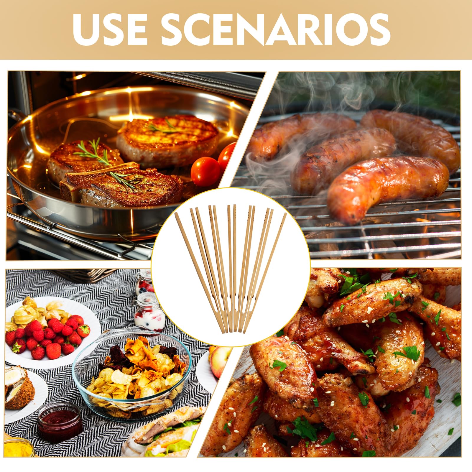 Alicates de bambú 6 Unidades - Alicates para Servir, Mookata Hot Pot, Korean BBQ y Más