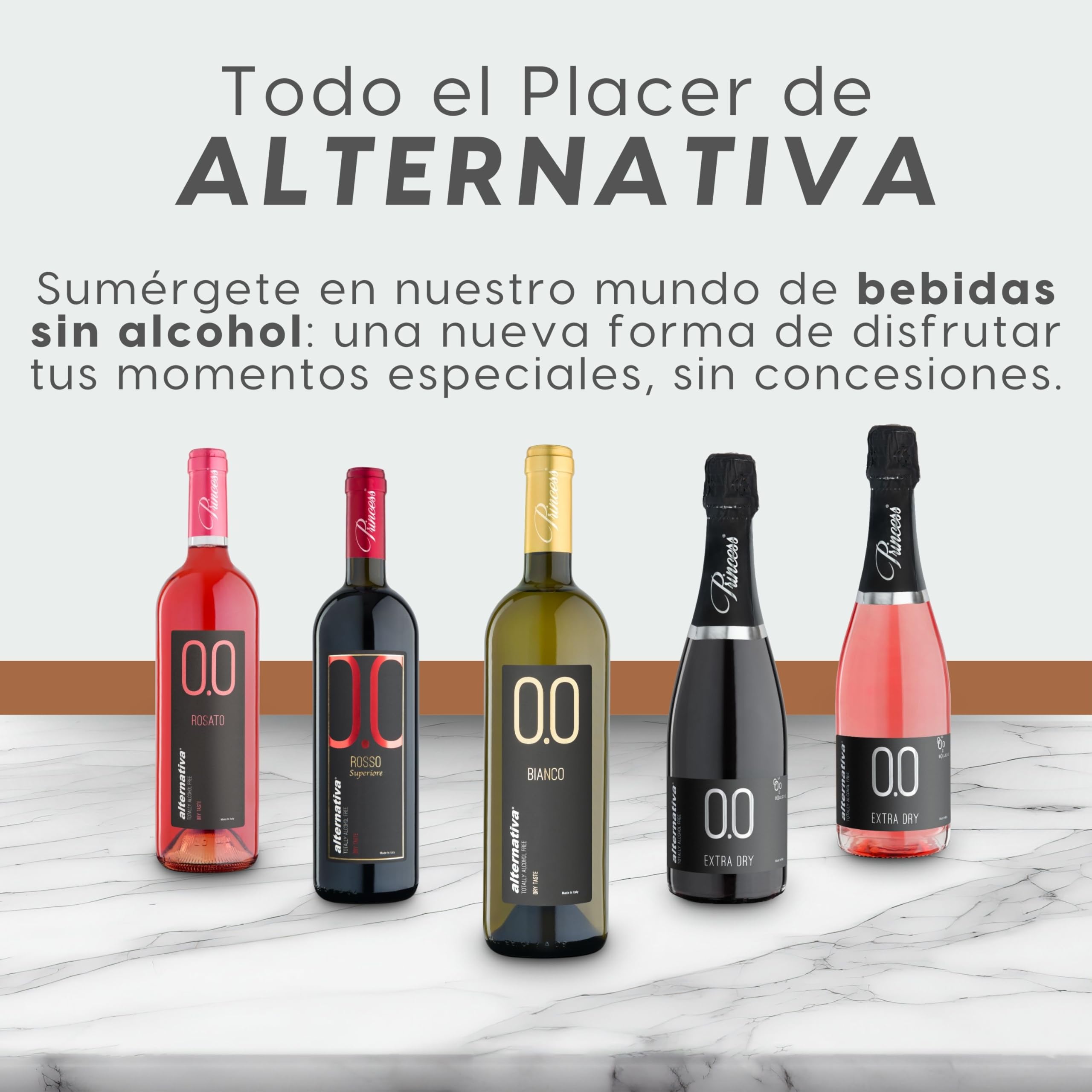 ALTERNATIVA Blanco Seco Sin Alcohol 0.0% - Pack de 6 Botellas de 750ml