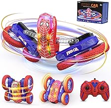 Voiture Télécommandée Spider Cascade, 360°Rotation RC Camion Car Radiocommandee avec Spectacle de Lumière Jouet Enfant Garçon Fille 6 7 8 9 10 11 12 Ans Cadeau Anniversaire Noel Jeux Extérieur