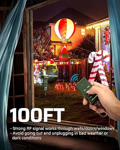 Miniatura 3 de DEWENWILS Temporizador de estaca de energía para exteriores, impermeable, rango de 100 pies, temporizador de salida de control remoto, 6 salidas a