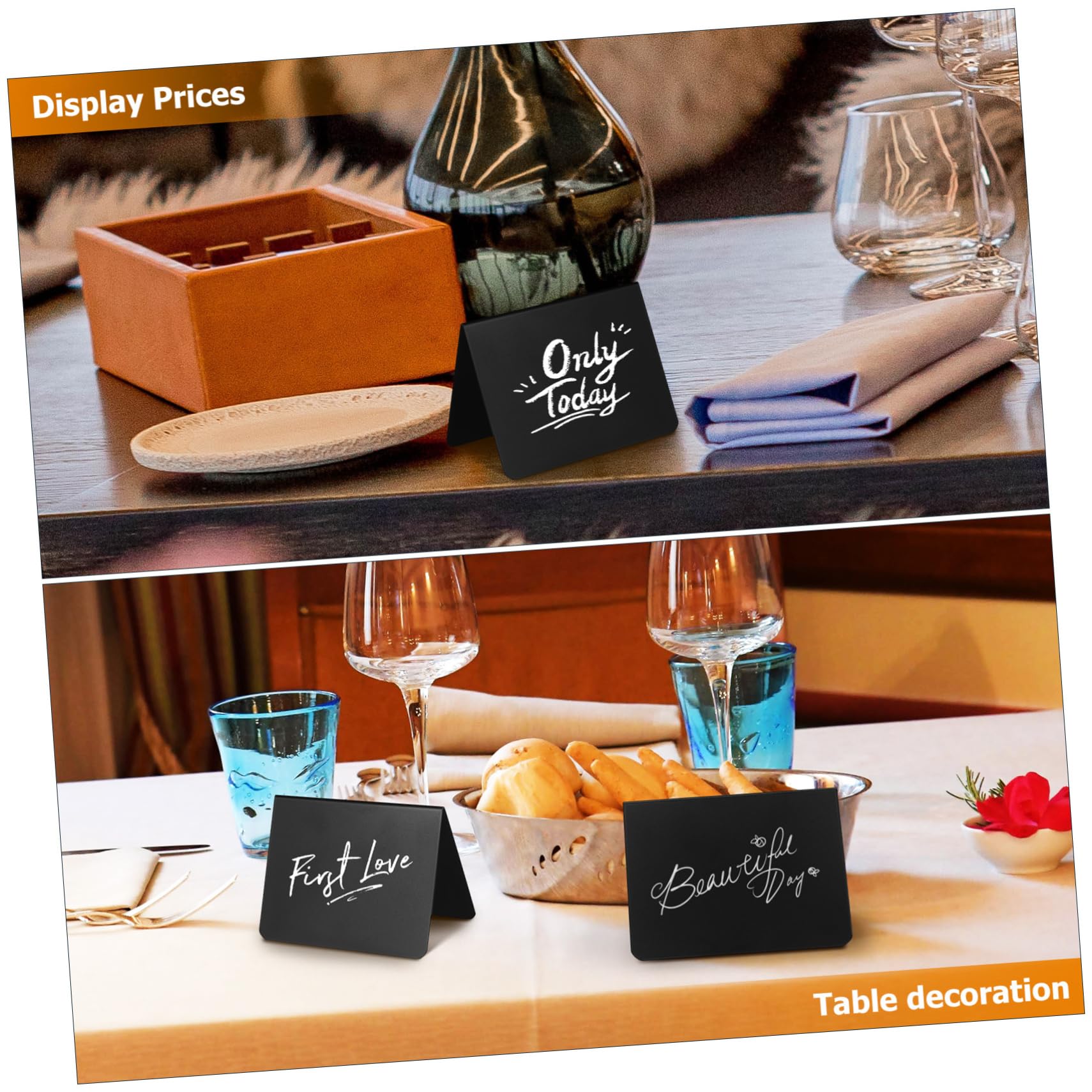 Operitacx 60stücke Mini Kreidetafeln Mit Doppelseitige Schwarze Form Stifte Und Reinigungstücher Für Buffets Hochzeiten Und Preisbeschriftungen