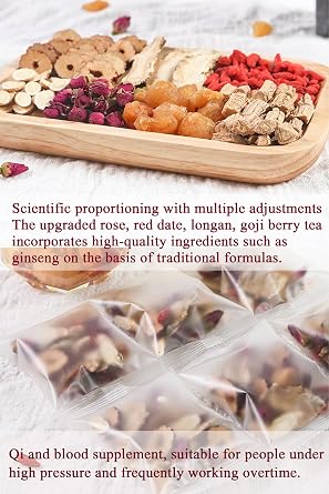 Ginseng Longan Red Date Wolfberry Women Eight Treasures Tea Eight Formulas Upgraded Ingredients Ginseng, Angelica, Astragalus, Codonopsis 8.5oz / 24bags