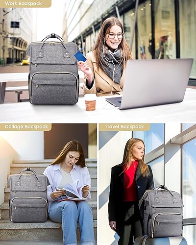 Miniatura 8 de LOVEVOOK - Mochila para laptop de 17.3 pulgadas, resistente al agua, con compartimento para laptop y cargador, mochila grande para viaje y trabajo,