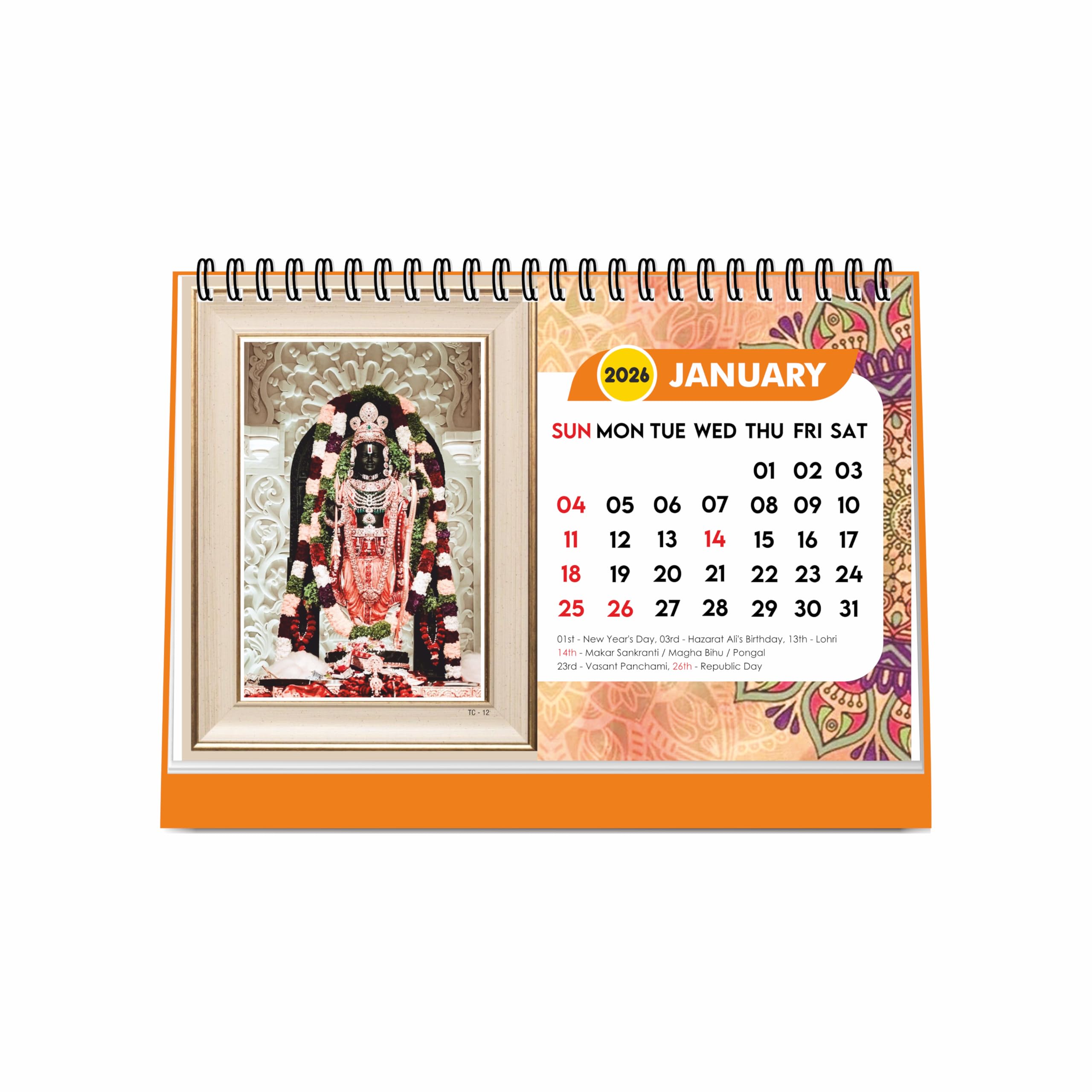 ESCAPER 2026 Hindu Gods Desk Calendar (A5 Size) – Lord Ram, Lord Hanuman, Laddu Gopal & Lord Ganesha Table Calendar, Spiritual & Religious Desk Calendar for Home & Office-image-39