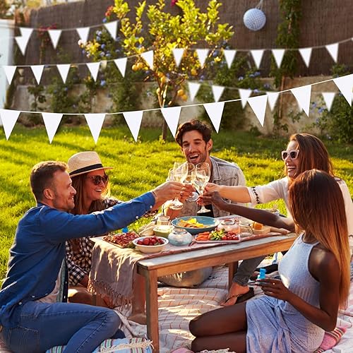 Miniatura 7 de Preboun Banderines de 400 pies sólidos, 240 unidades, guirnalda triangular para colgar, guirnalda a granel para gran apertura, carnaval, fiesta de