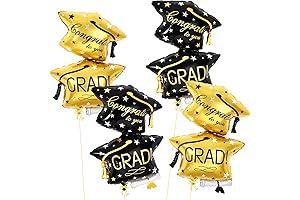 KatchOn Big Graduation Balloons, Black and Gold, 32 Inch, Pack of 4