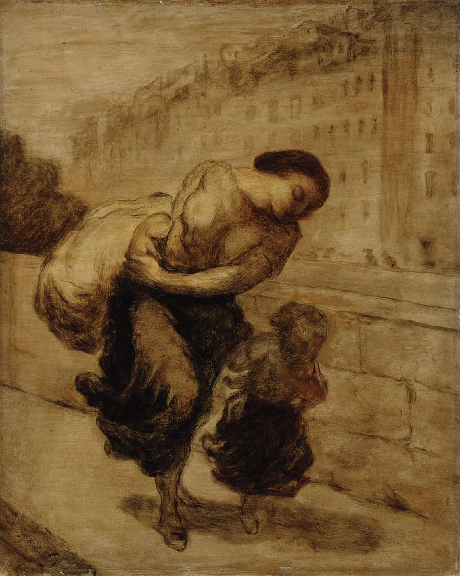 HRJUBWREE Vintage Poster Photo Wall Print Mural Artwork the Burden by Honoré Daumier Art Prints Painting for Home Decor 60x90cm