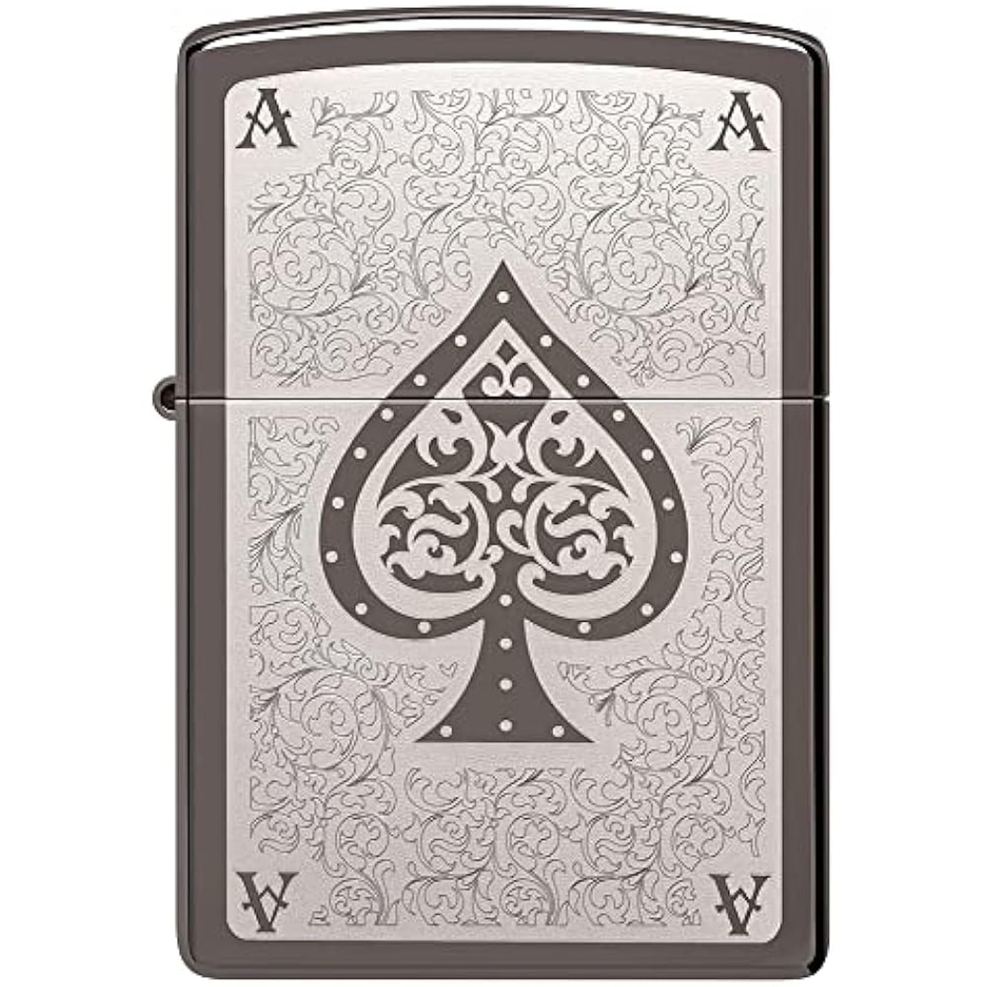 Zippo Sturmfeuerzeug - Modell Ace Filigree - Black Ice Finish mit Lasergravur - Nachfüllbar - Wiederverwendbar - Windfestes Design - Geschenkbox - Made in USA