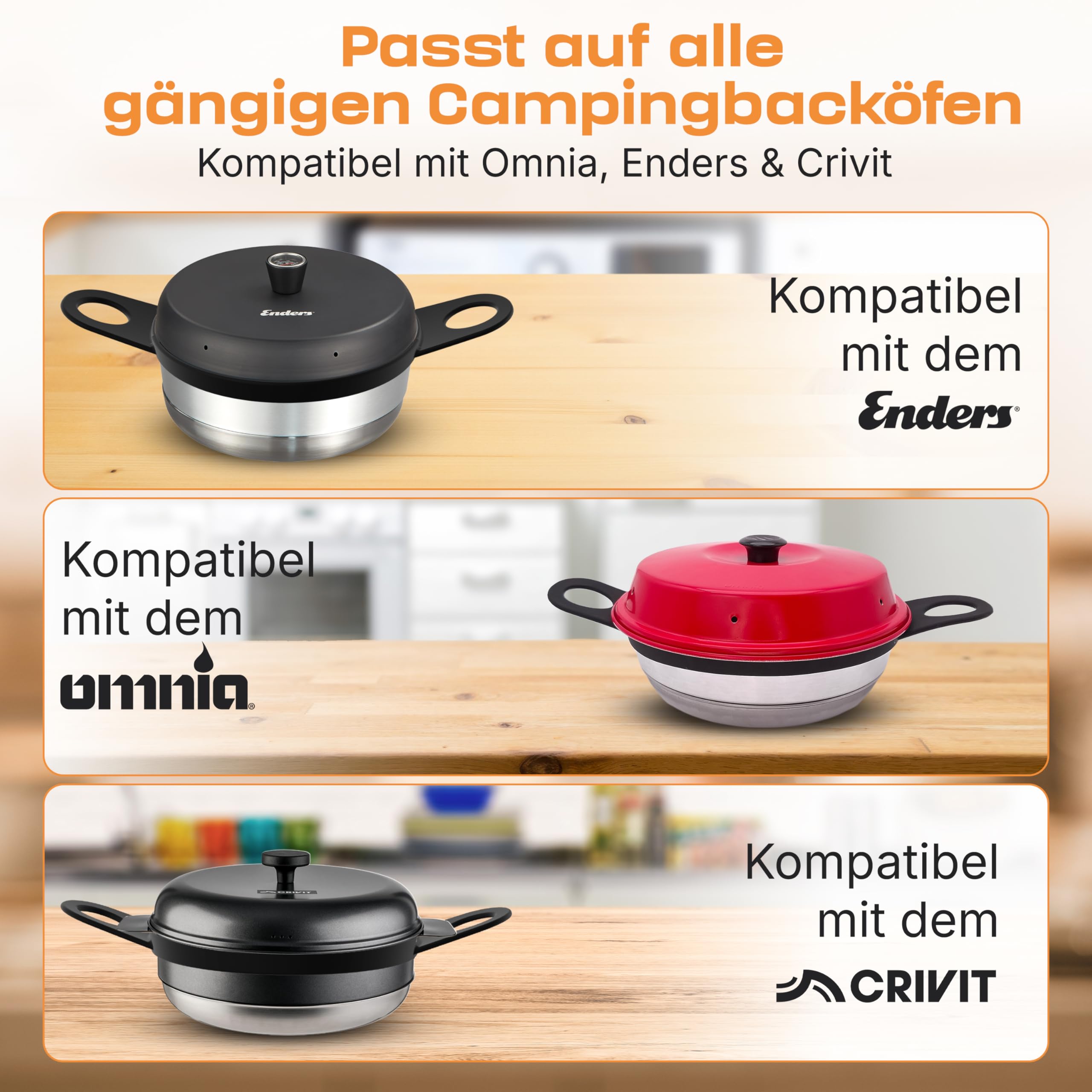 Silikon Haltegriff Zubehör für Omnia Campingbackofen – Hitzeschutz & sicherer Griff – Ideal für Camping, Vanlife & Wohnmobil – Spülmaschinenfest – kompatibel mit Omnia, Enders Vamo & Crivit