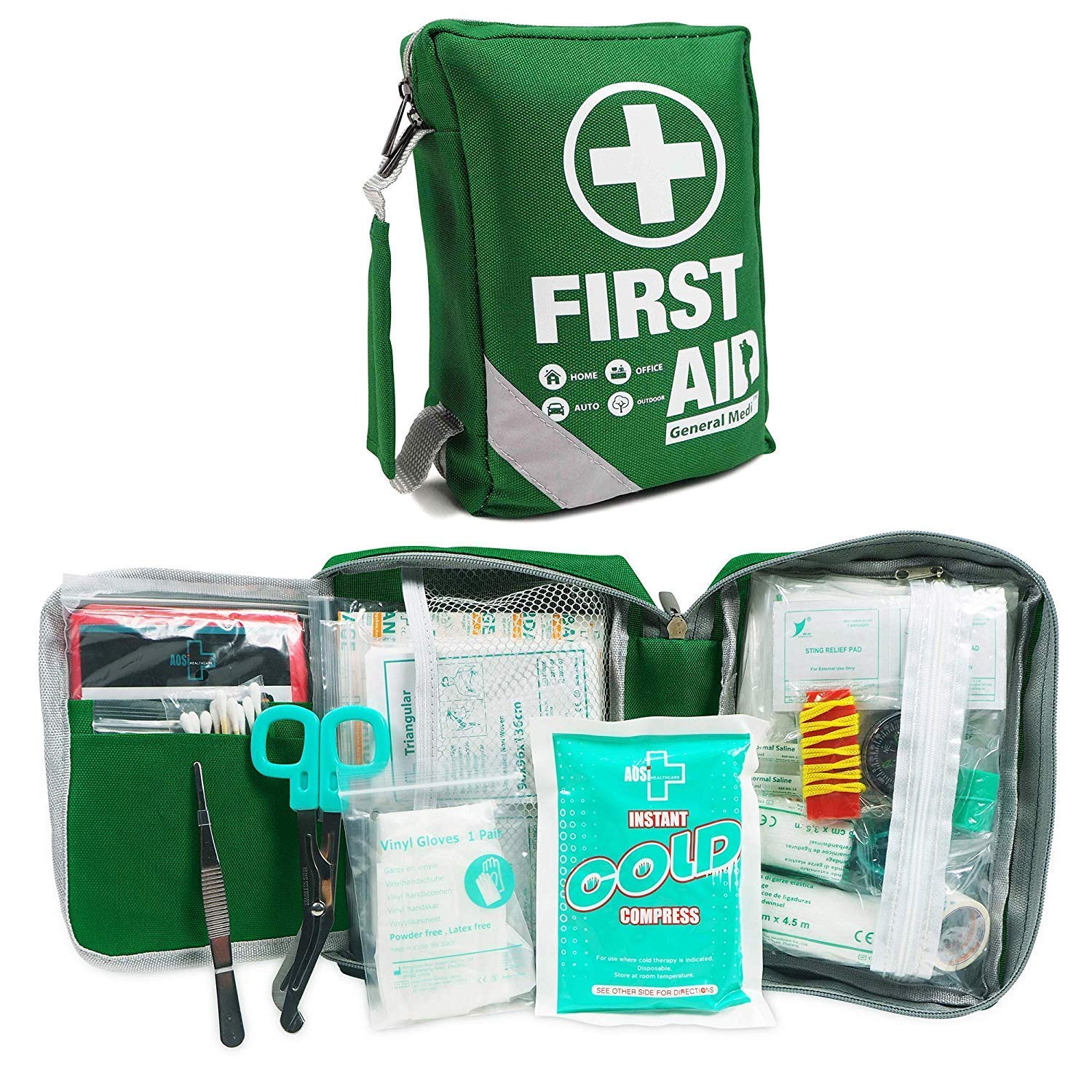 Buy First Aid Kit Compact First Aid Bag(175 Piece) Includes 2 x Eyewash,Instant Cold Pack