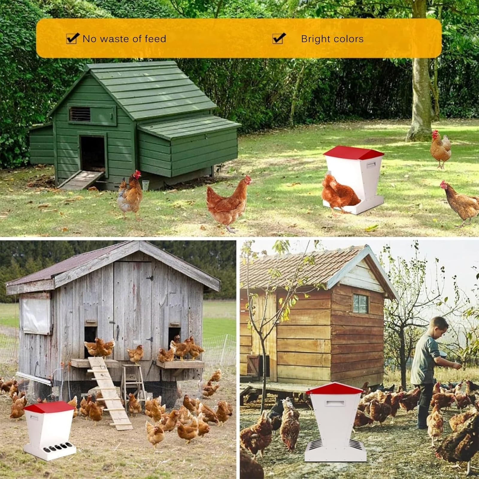 Comedero Automático para Pollos 11kg,comedero para Aves Corral Al Aire Libre con 10orificios Y Tapa Acero Inoxidable,alimentación Conveniente a Pedido Y Sin Desperdiciar,para Gallos, Faisanes