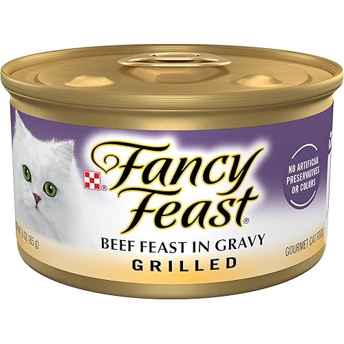 Purina Fancy Feast Grilled Wet Cat Food Beef Feast in Wet Cat Food Gravy - (Pack of 24) 3 oz. Cans