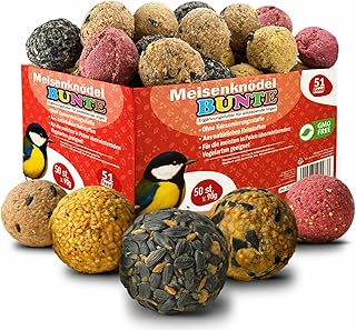 Meisenknödel ohne Netz |Mix knödel für Wildvögel und Gartenvögel| Wildvogelfutter 50St.| Premium vogelknödel Ganzjahresfutter| Körnerkugel für alle Vogelarten| Fettfutterrg product image