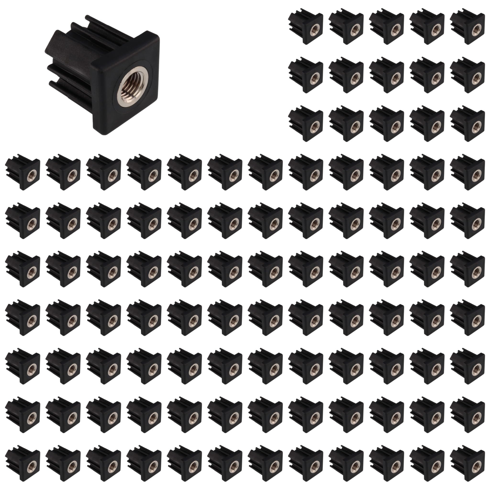 100 tapones roscados M16, 40 x 40 x 1,5, plástico PA reforzado con