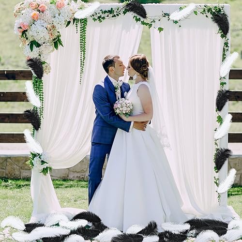 Miniatura 7 de Giegxin 100 plumas de avestruz naturales de 8-10 pulgadas/7.9-9.8 in, plumas de avestruz blanco y negro, a granel para jarrón, manualidades,