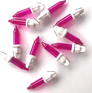Prestige Glass Art 50 Pink 6 Volt Replacement Mini Bulbs - White Base - Mini Light Bulbs