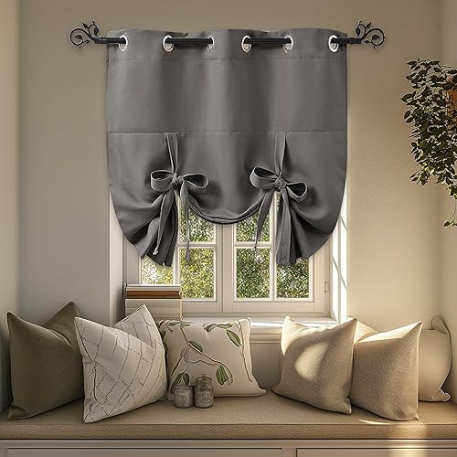 Vista 25 de Pony Dance - Cortinas decorativas para ventanas de cocina con aislamiento térmico para decoración navideña del hogar, ahorro de energía, con ojales