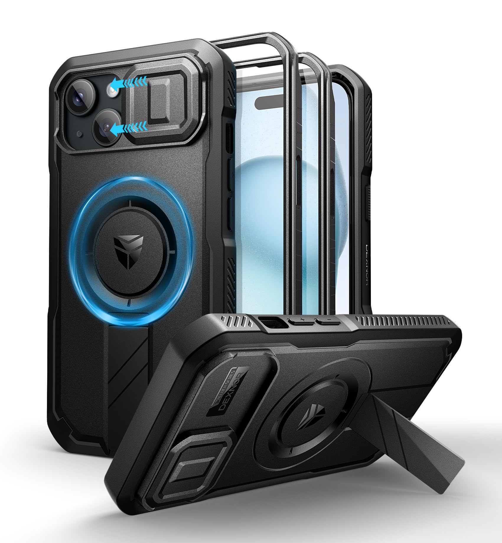 Dexnor Cover Compatibile con iPhone XR (6.1'') Cassa, Custodia di Protezione a 360 Gradi, [Antiurto] [Leggero] Pannello Posteriore Trasparente, con