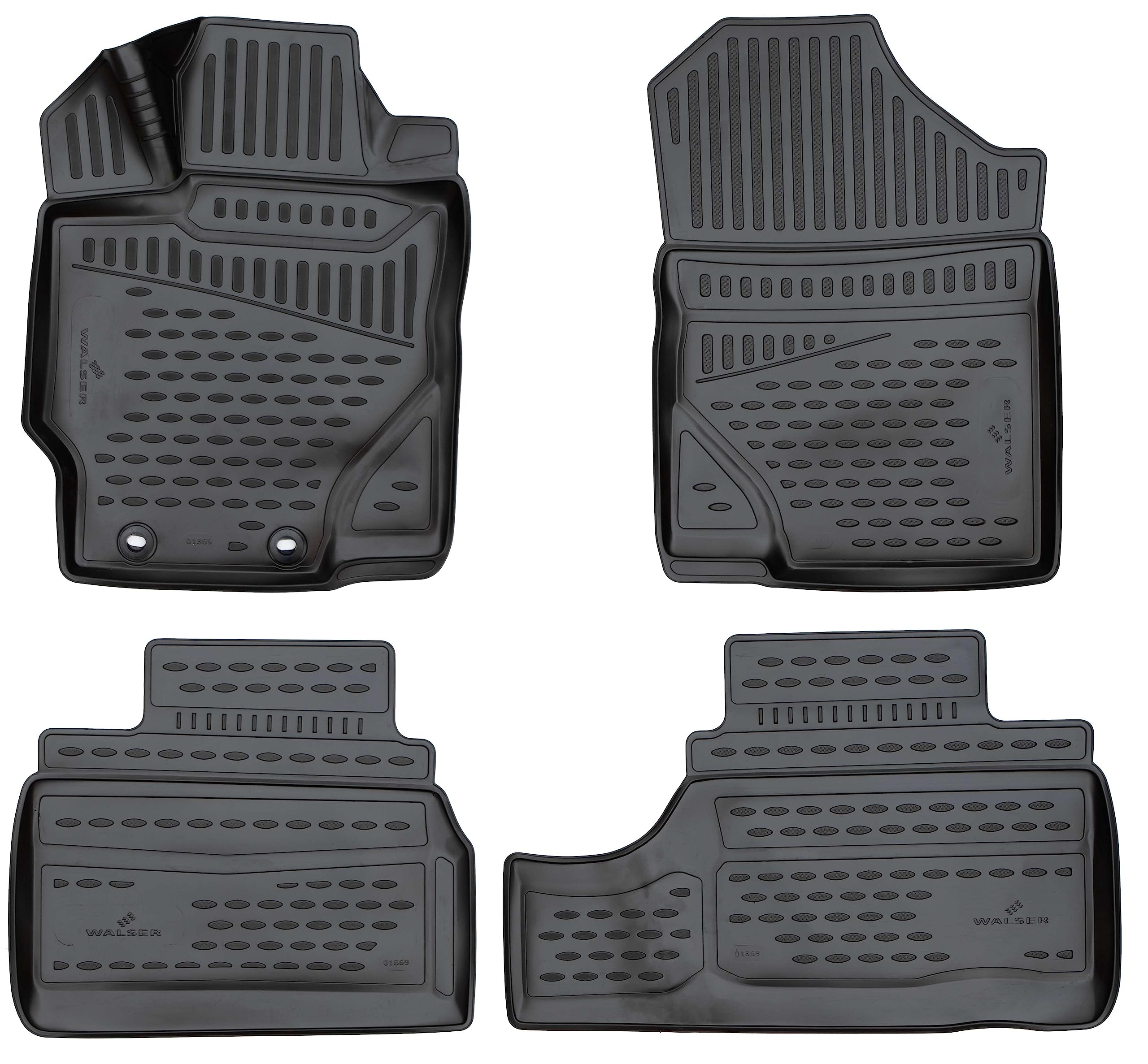 WALSER Tappetini in gomma per auto XTR su misura compatibile con Toyota Yaris (P13) 12/2010-2017, tappeti auto antiscivolo, protezione vano piedi