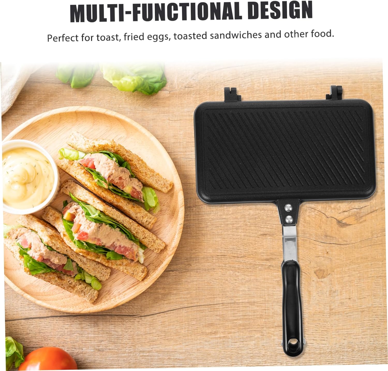 Ciieeo Double-sided Non-stick Breakfast Sandwich Maker Gas-compatible Griddle Pan for Food-grade Material Ergonomic Handle for Convenient Use for Home Cafes