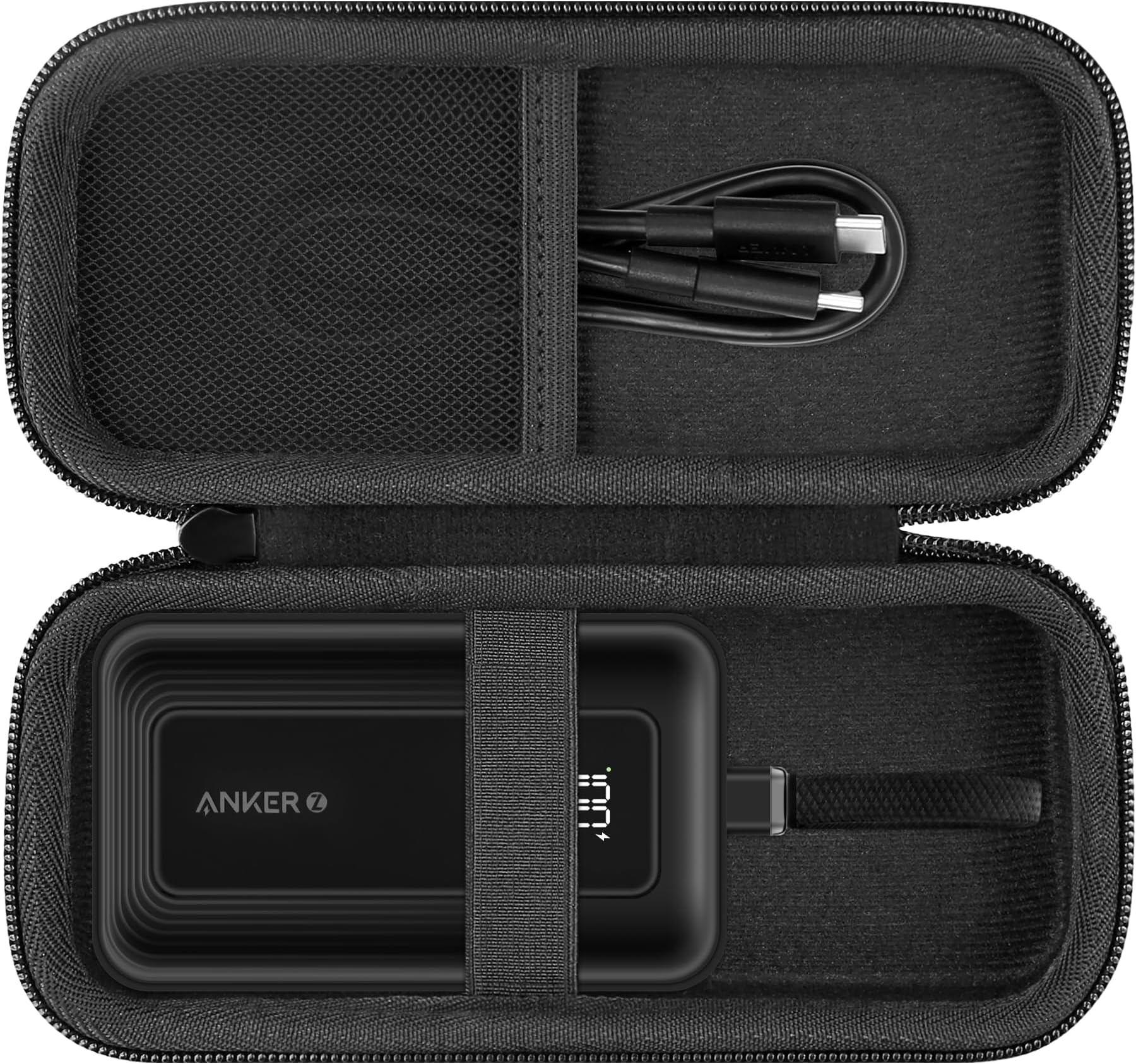 Funda Anker Zolo Power Bank 20,000mAh 45W/30W - Estuche Rígido EVA, Bolsillo Para Cables, Color Negro
