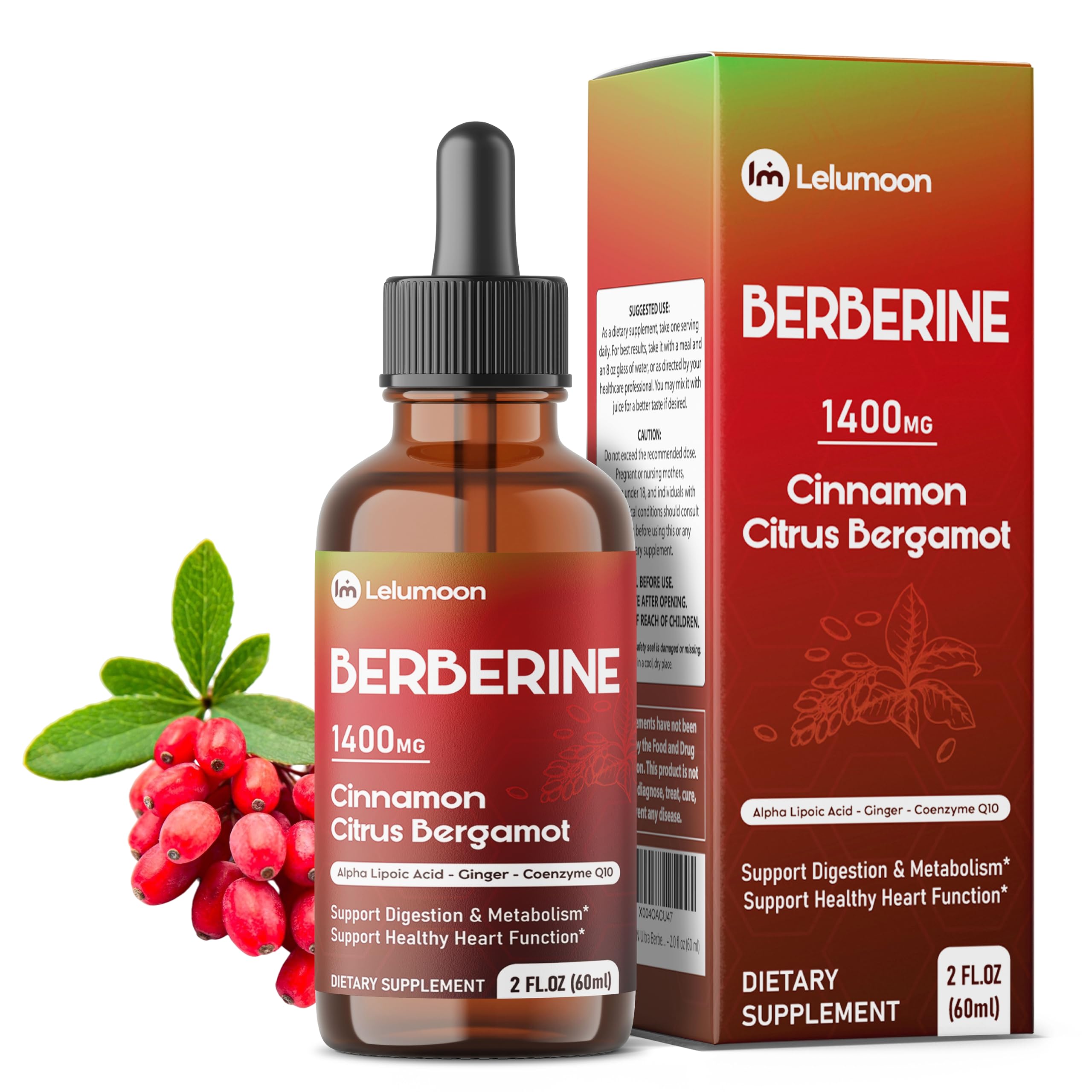 Liquid Berberine 1,400 mg 16-in-1 with Cinnamon & Bergamot, 60 mL 60ml (pack of 1)