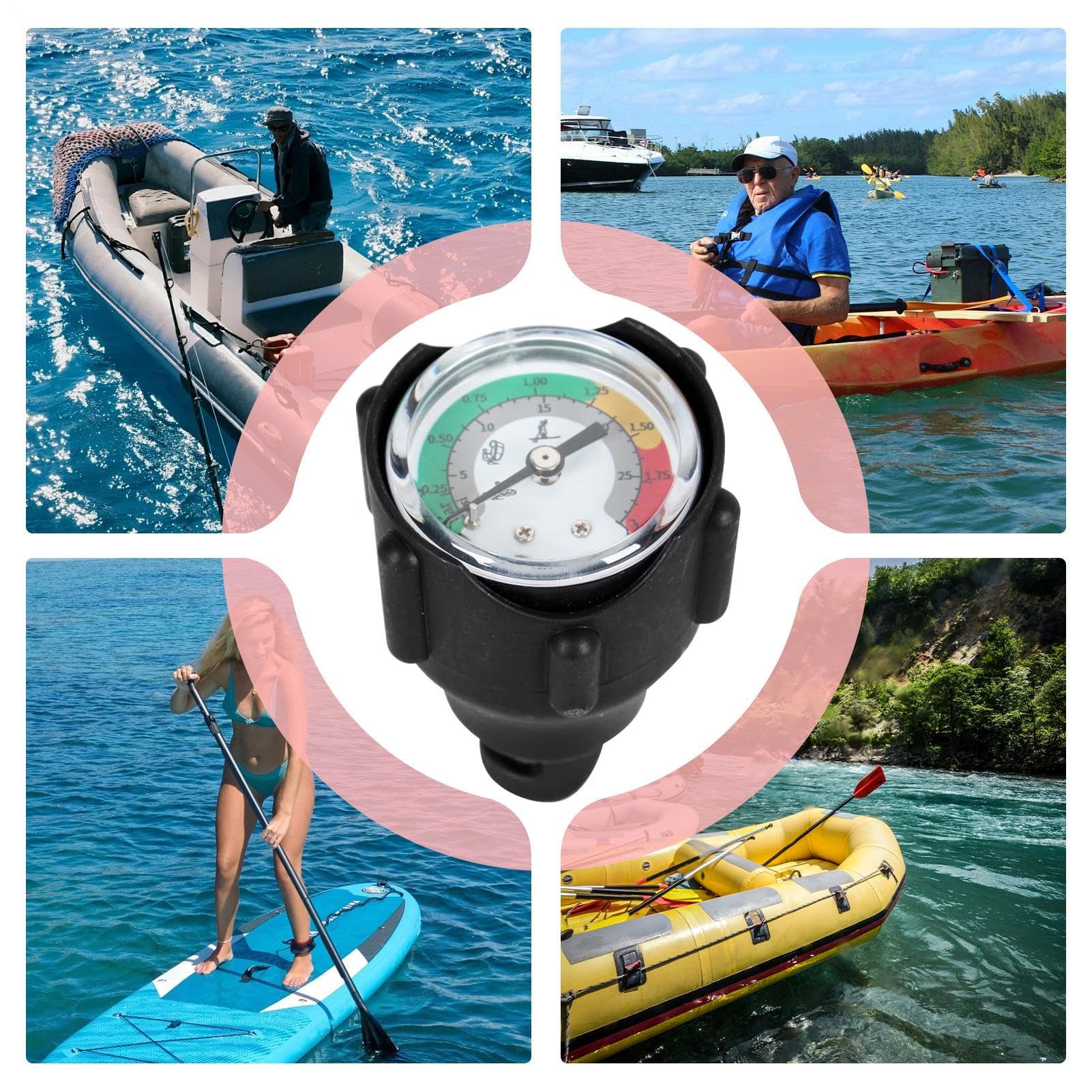 Barometro Per Gommoni | Strumento Di Misurazione Pressione Aria Con Barometro Per Canoe,Per Zattere E Attrezzatura Da Viaggio Outdoor Con Pompe