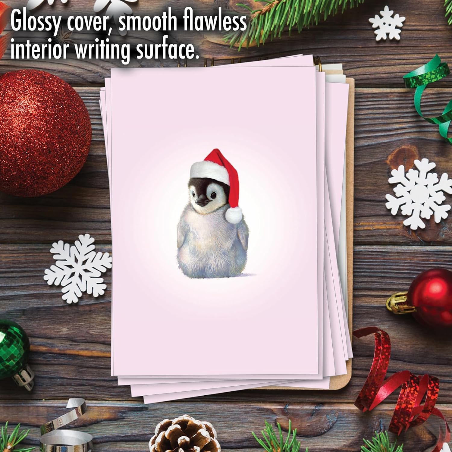 The Best Card Company - 12 Boxed Christmas Cards with Envelopes - Adorable Holiday Animals, Fun Notecard Set (1 Design, 12 Cards) - Christmas Zoo Babies Penguin B6726BXSG