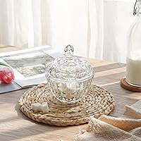 Vista 3 de ComSaf Glass Candy Dish with Lid, 9OZ Small Candy Jars with lid for Office Desk, Covered Candy Dish for Office Desk, Decorative Cute Glass Jar