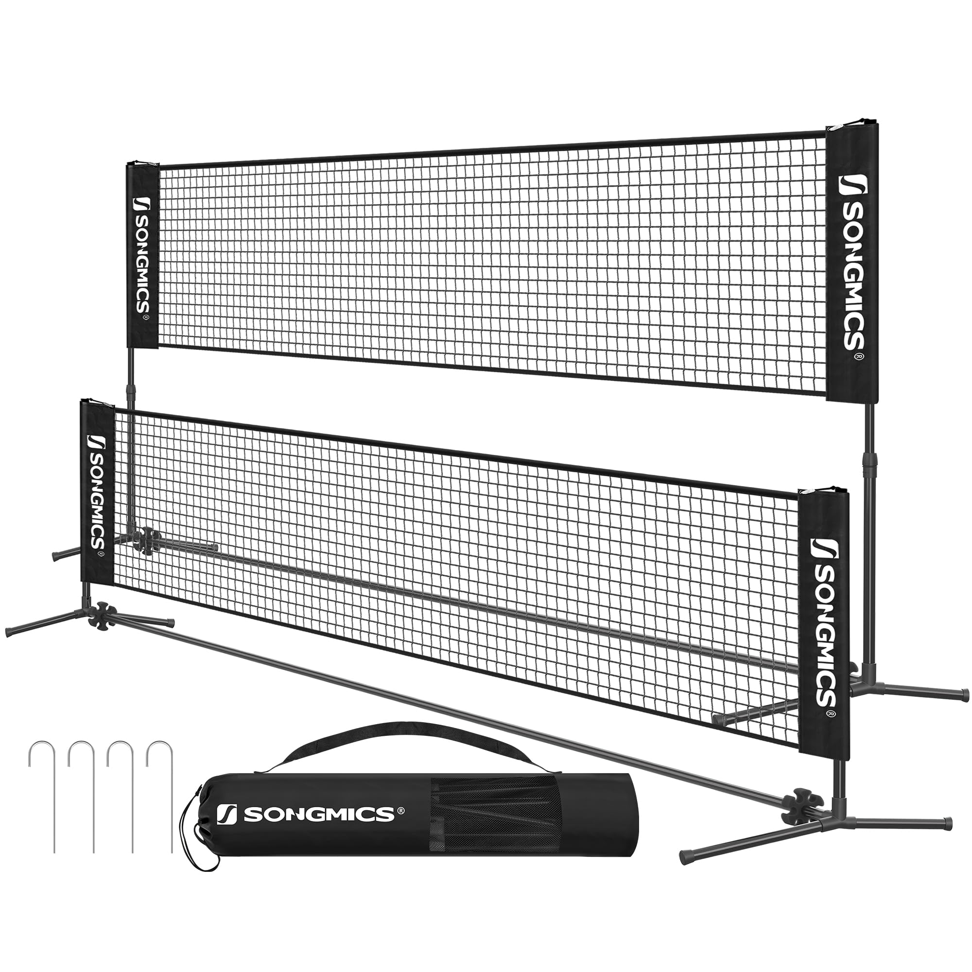 SONGMICS 4 m Badminton Net, Volleyball Net, Adjustable Height Poles Portable Set for Tennis, Beach-Volleyball, for Garden, Park, Outdoor, Black SYQ400H — image 1