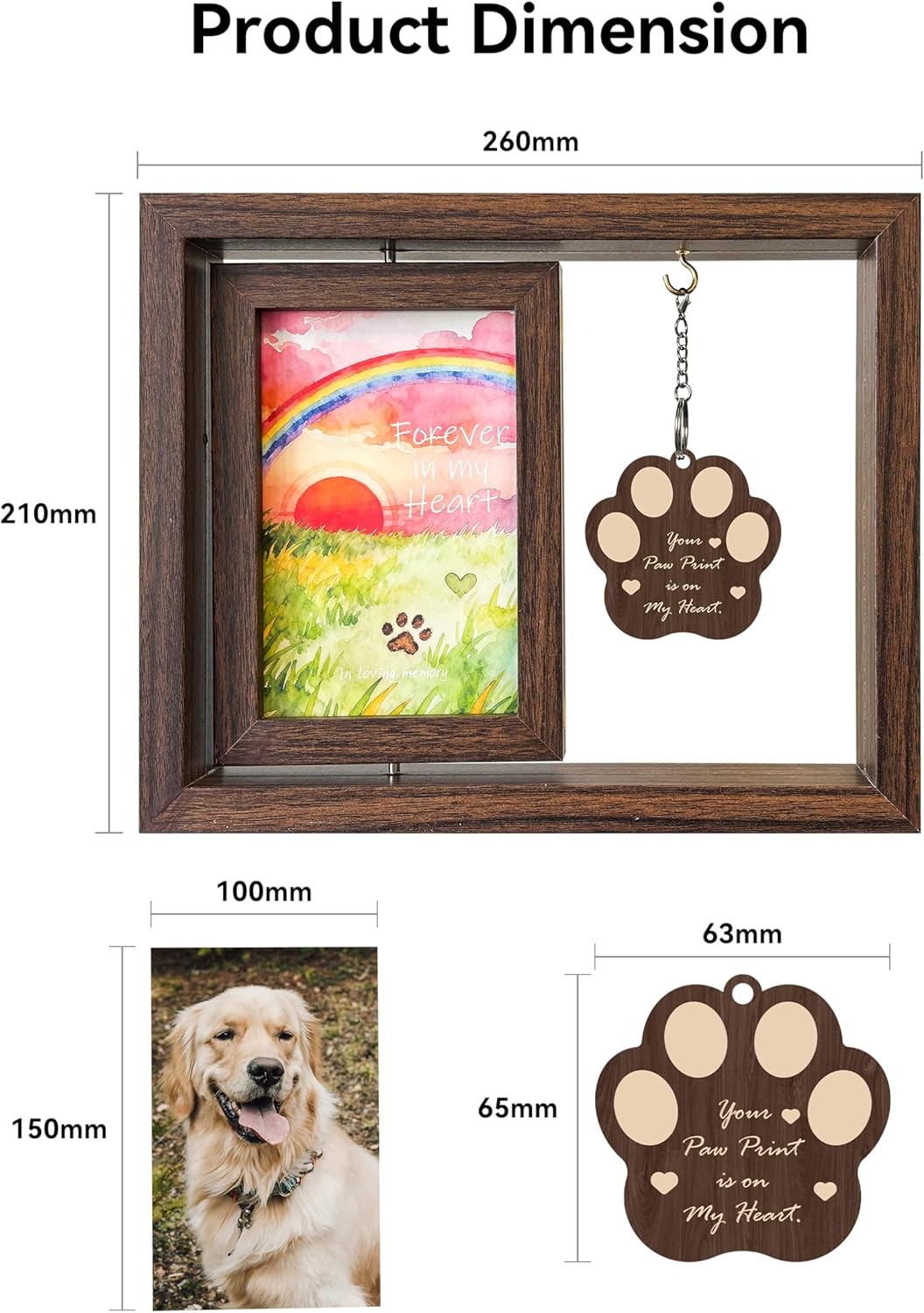Dog Memorial Gifts for Loss of Dog, 5-Piece Pet Memorial Gift Set, Pet Loss Sympathy Gifts with 4x6 Photo Frame, Bracelet, Keychain, Rainbow Bridge Keepsake